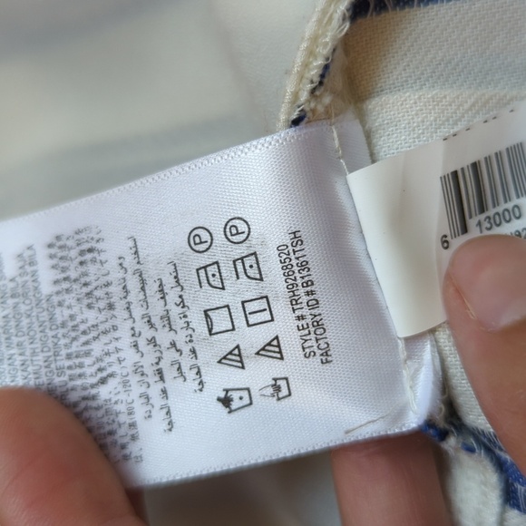 BCBGeneration Striped V Neck Peplum Bell Bottom Jumpsuit White Blue 12 preppy - Picture 9 of 9